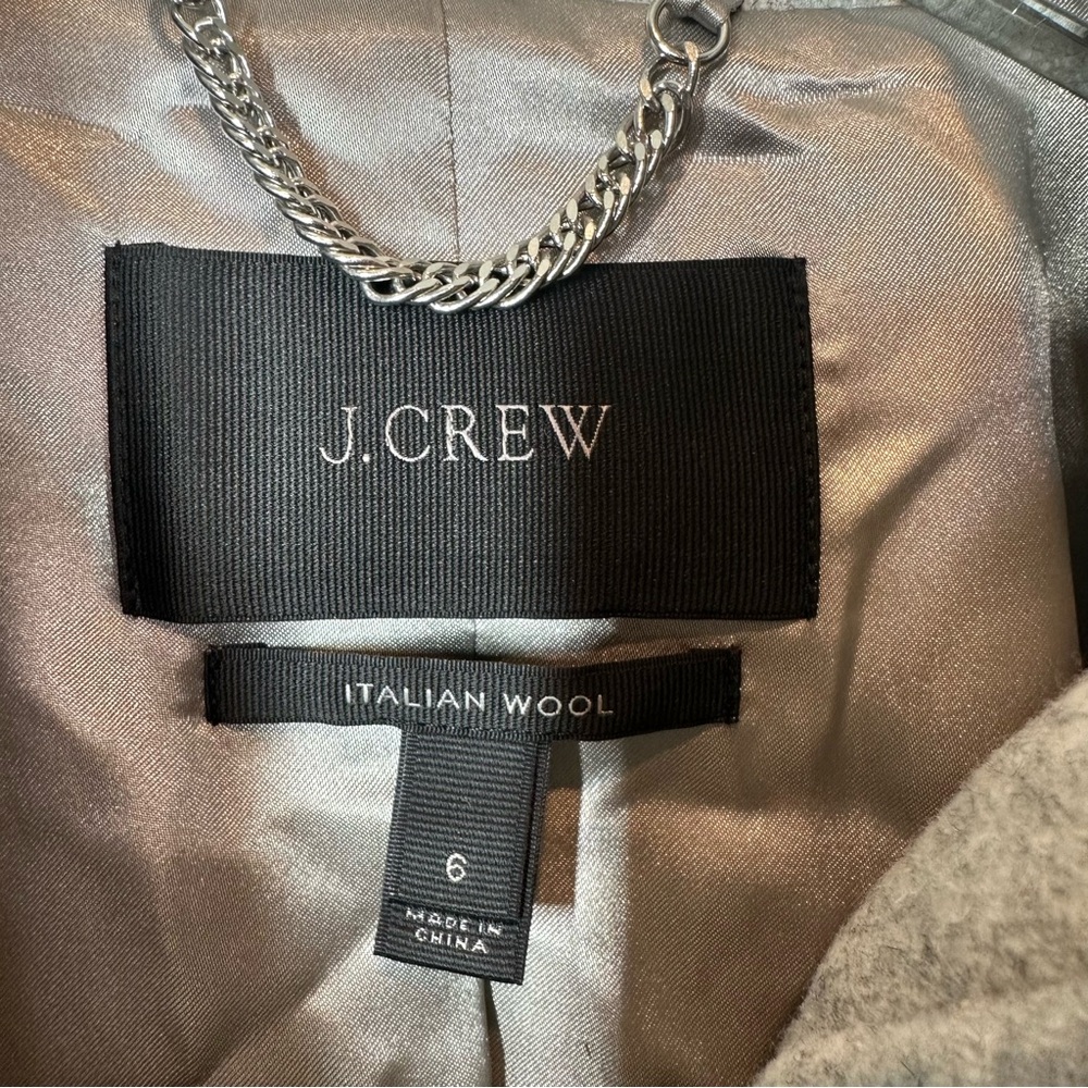 J.CREW Women's 6 Cocoon Light Grey Italian Wool Stadium Cloth Long Full Zip Coat - Picture 4 of 14